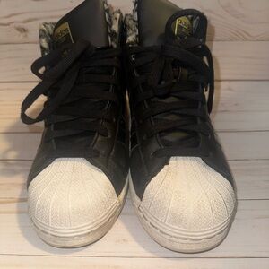 Adidas Black and White High-Top Sneakers